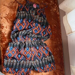 She's Cool Multicolor Geometric Romper